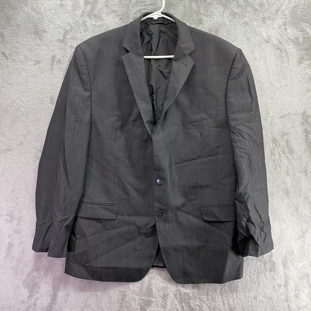 Calvin Klein Mens Slim fit Suit Jacket Blazer 36 S Charcoal Grey Solid Wool EUC!